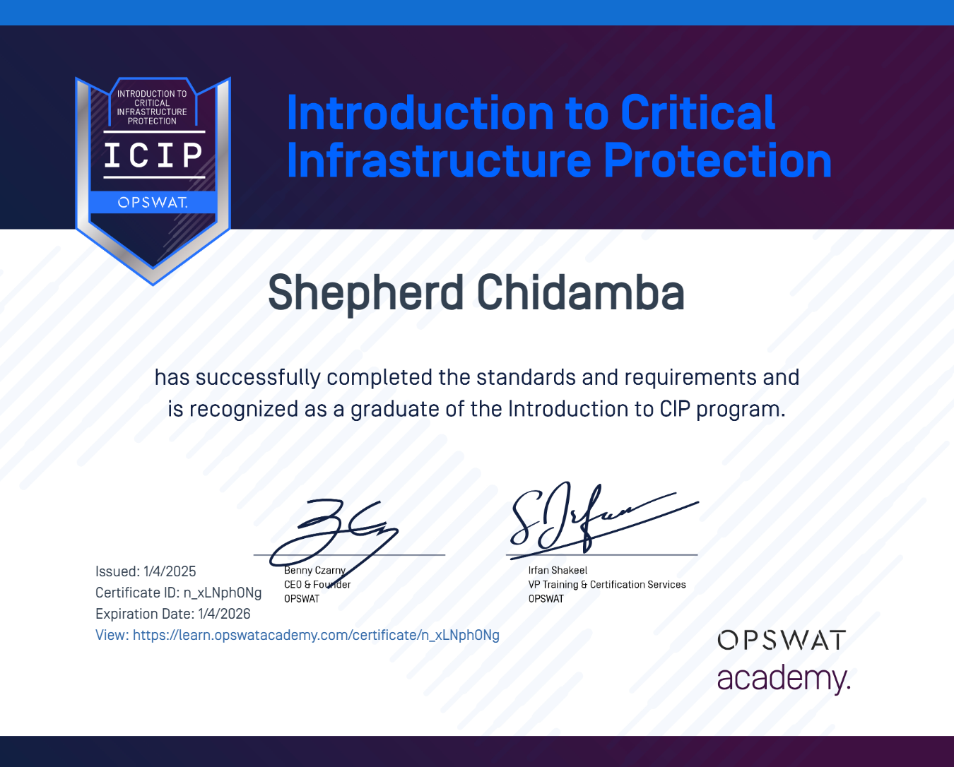 OPSWAT Certificate